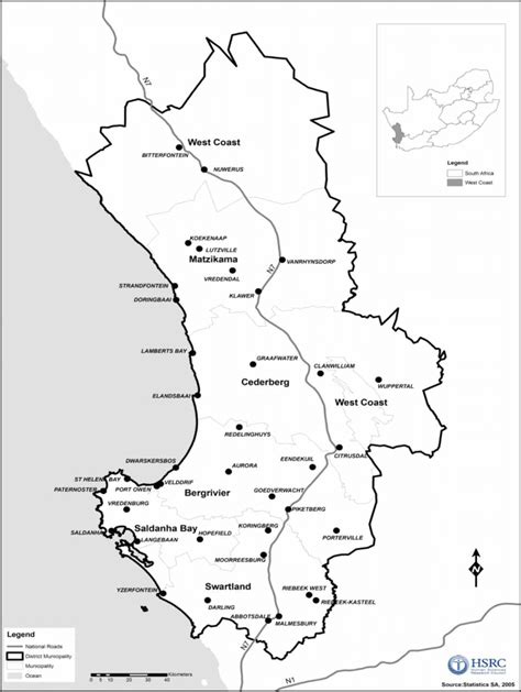 Map of the Cape West Coast, South Africa | Download Scientific Diagram
