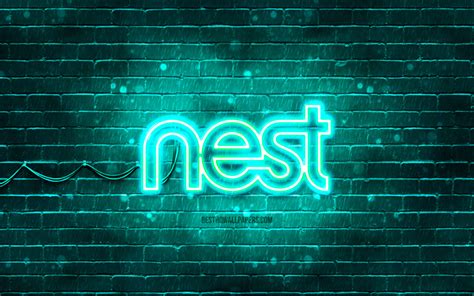 Download wallpapers Google Nest turquoise logo, 4k, turquoise brickwall, Google Nest logo ...