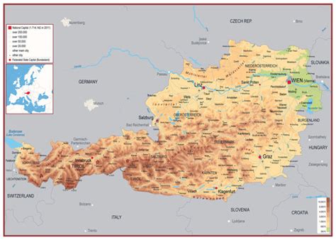 Physical map of Austria. Austria physical map | Vidiani.com | Maps of ...