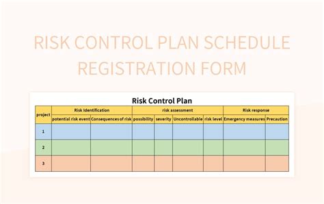 Risk Control Plan Schedule Registration Form Excel Template And Google Sheets File For Free ...