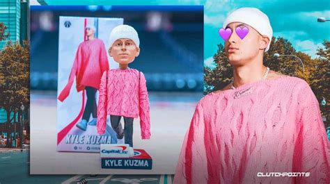 Wizards star Kyle Kuzma’s perfect reaction to bobblehead of his viral pink sweater outfit ...