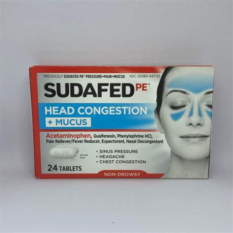 Sudafed PE Head Congestion + Mucus Relief Tablets for Sinus Pressure, Congestion, & Headache ...