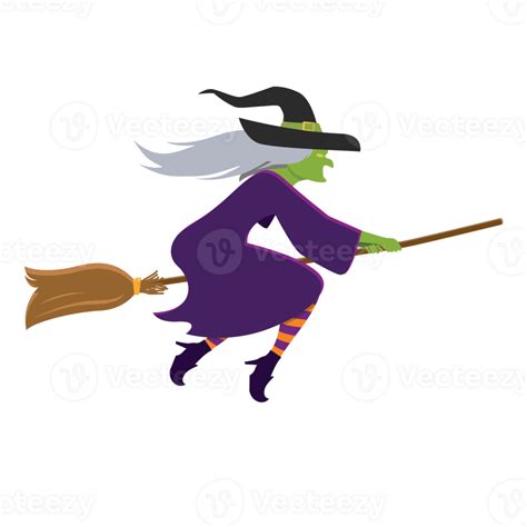 Witch flying on broomstick 24555820 PNG