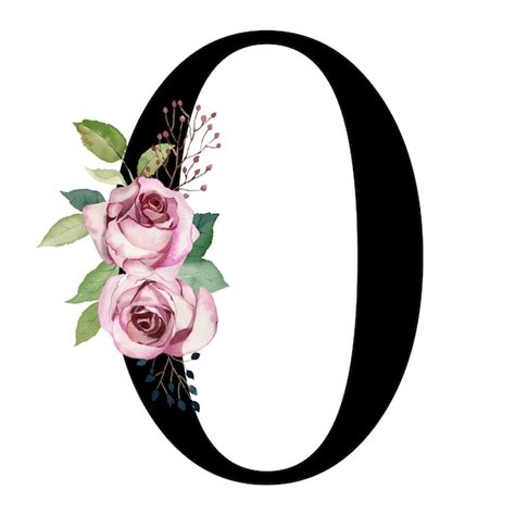 Premium Photo | Floral letter O with watercolor roses