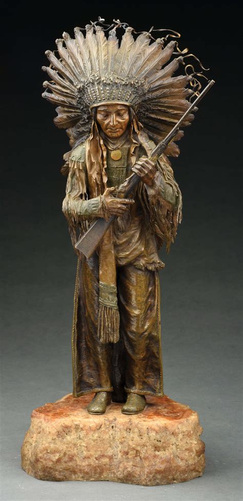 Lot Detail - NATIVE AMERICAN INDIAN CHIEF BRONZE SCULPTURE.