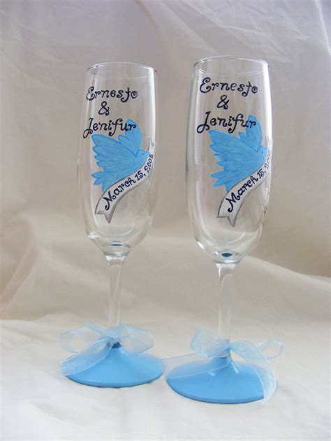 Custom Hand Painted Wedding Glasses, Set of 2 - Etsy