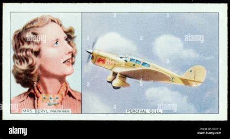 Beryl Markham, English pioneer aviator, and her Percival Gull: she was the first person to fly ...