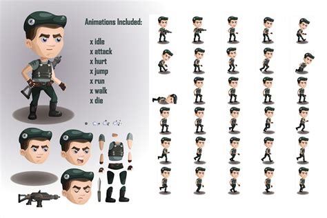 2D Game Soldiers Character Sprites Sheets | Behance