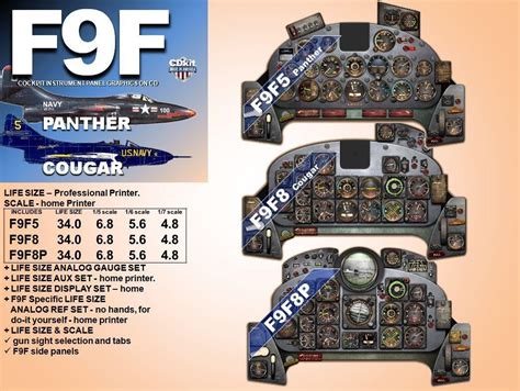 F9F PANTHER & COUGAR COCKPIT instrument panel CDkit | #1880219590