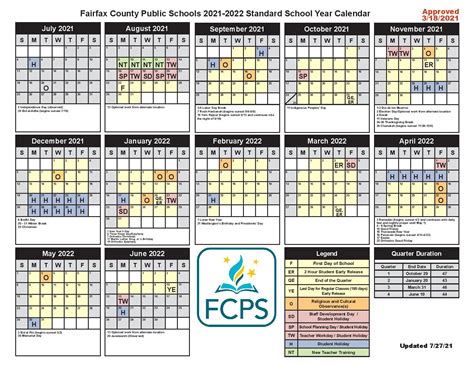 Fairfax County Public Schools Calendar 2021-2022 & Holidays