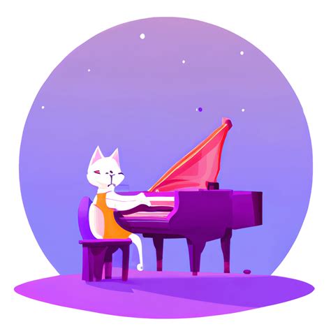 Cute Cat Playing Piano · Creative Fabrica