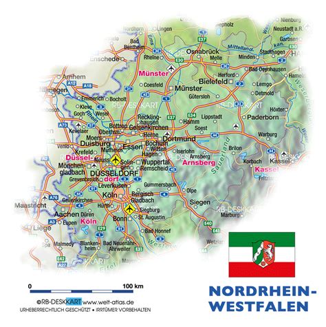 Karte von Nordrhein-Westfalen (Bundesland / Provinz in Deutschland) | Welt-Atlas.de