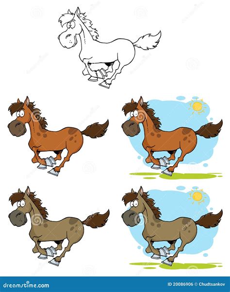 Cartoon Horses Running- Collection Stock Vector - Illustration of mane, mammal: 20086906