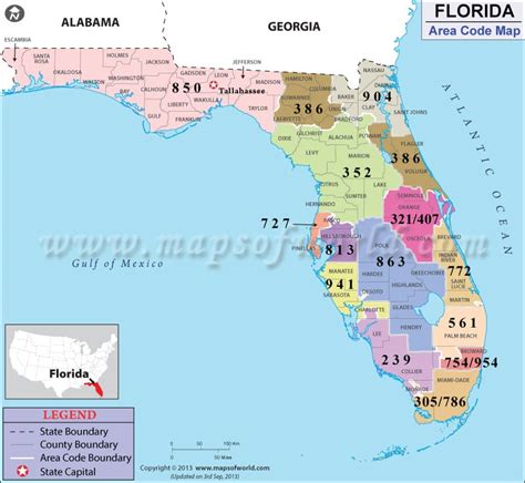 Florida Area Codes | Map of Florida Area Codes