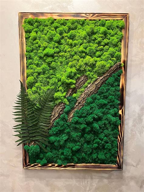 Moss Frame With Fern and Wood, Moss Wall Art, Forest on Your Wall, Moss ...