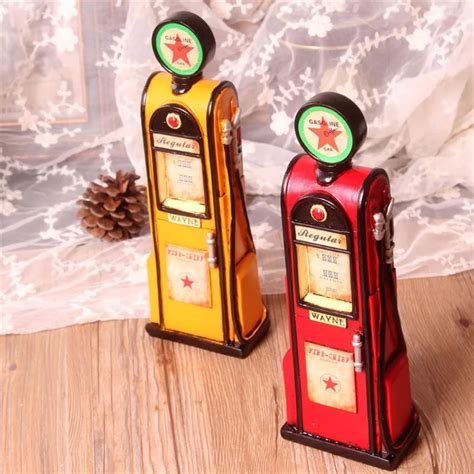 Classic Retro Gas Station Model Money Box Resin Figurines Resin Gifts Handicrafts Vintage Home ...