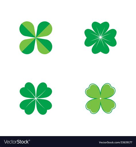 Set green clover leaf icon template design Vector Image