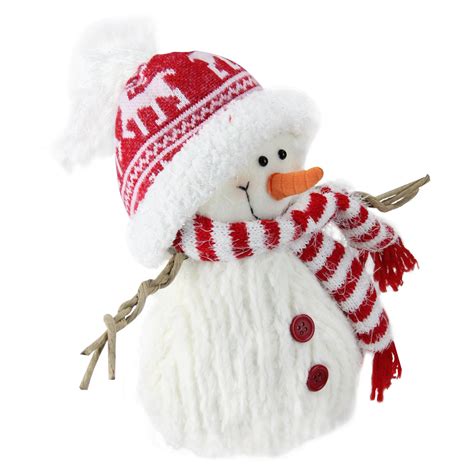 Northlight 9 in. Fuzzy Smiling Snowman Christmas Figure Decoration ...