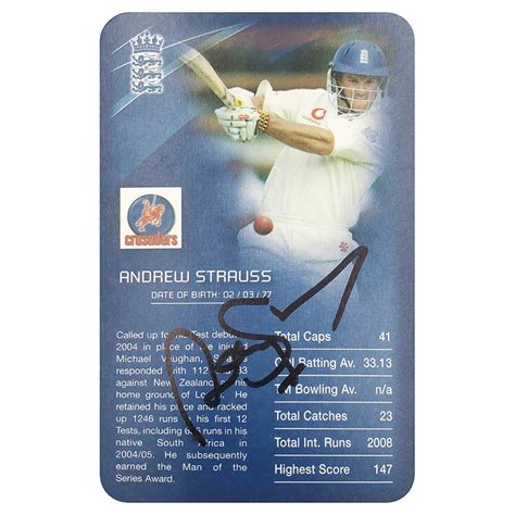 Signed Andrew Strauss Trading Card - England Cricket Top Trumps