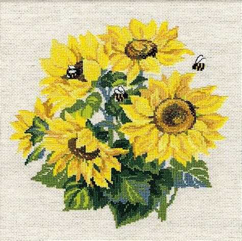 Riolis 776 Counted Cross Stitch Kit - Sunflowers - 4040 Cm | Cross stitch embroidery, Cross ...