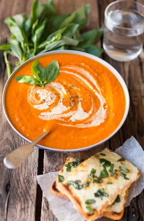 Creamy Tomato Soup with Basil Cheese on Toast - Nicky's Kitchen Sanctuary