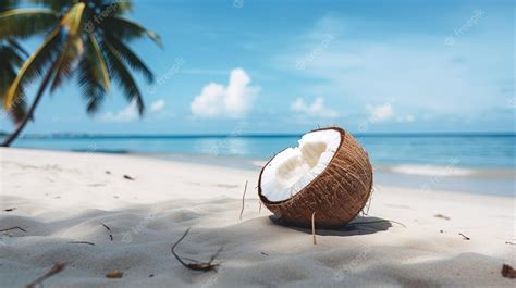 Premium AI Image | Coconut on the beach beach background Created with ...