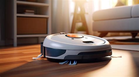 Premium AI Image | Autonomous smart robot vacuum cleaner Self propelled cleaning robot in living ...