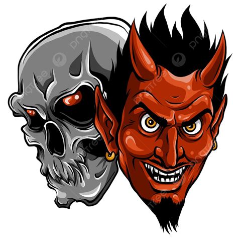 Demon Devil And Skull Head Vector Illustration School Profile Man Vector, School, Profile, Man ...