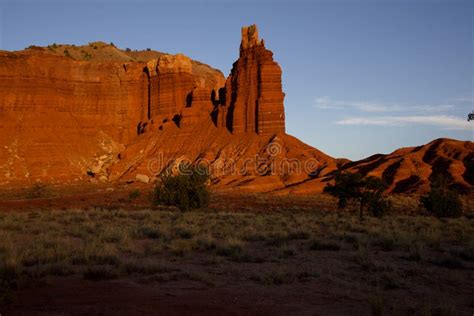 Chimney Rock at Sunset a stock photo. Image of reef, park - 94039592