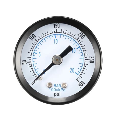 Dry Pressure Gauge, 0-300 PSI/0-20 BAR Dual Scale 1/8" BSPT Center Back Mount - Walmart.com ...