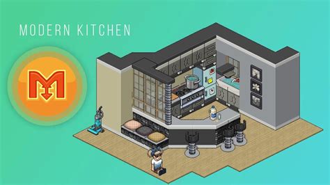 How to BUILD a Habbo modern kitchen (Tutorial) | Mimari, Çizim, Sanat