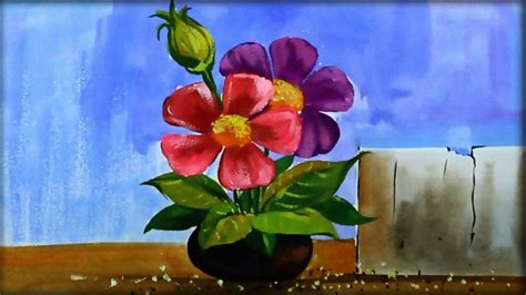 Still Life Painting | Flower Vase Painting | Poster Colour Paint | Poster color painting ...