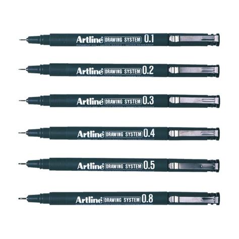 Artline Drawing System Pens Black 6 Pack | Officeworks