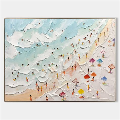 Seaside Beach Holiday Canvas Painting Seaside Beach 3D Landscape Art ...