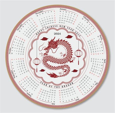 Premium Vector | Chinese Calendar 2024 Dragon