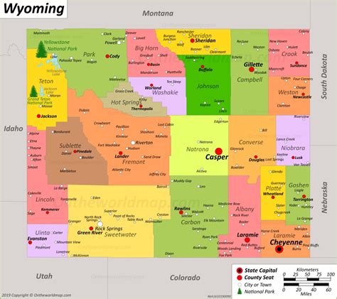 Wyoming Map With Towns - Map Of South America