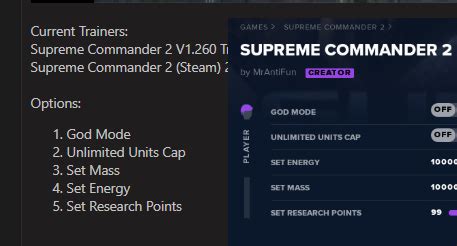 Supreme Commander 2 Cheats and Trainer for Steam - Trainers - WeMod Community