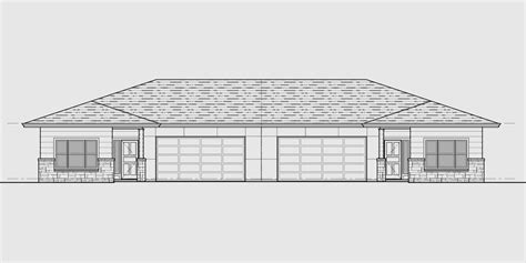 One Story Duplex House Plan With Two Car Garage By Bruinier & Associates