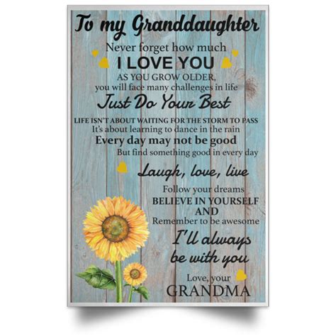 To my Granddaughter Never forget how much I love you poster