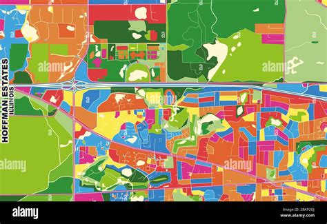 Colorful vector map of Hoffman Estates, Illinois, United States of ...