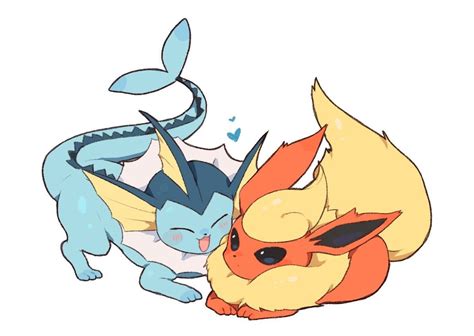 Flareon x Vaporeon | Cute pokemon pictures, Pokemon eeveelutions, Pokemon images