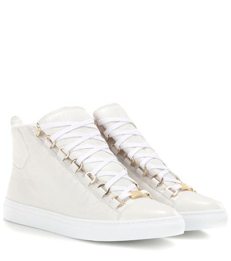 Balenciaga Arena Leather High-Top Sneakers in White | Lyst