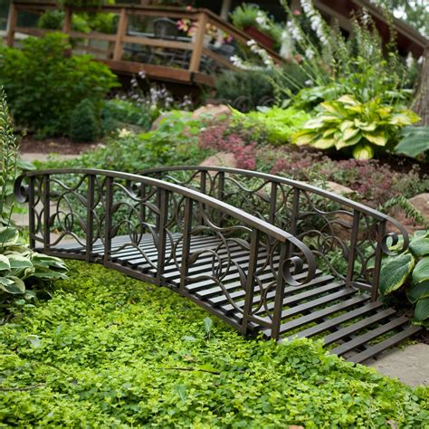 6-Ft Metal Garden Bridge in Weathered Black Finish