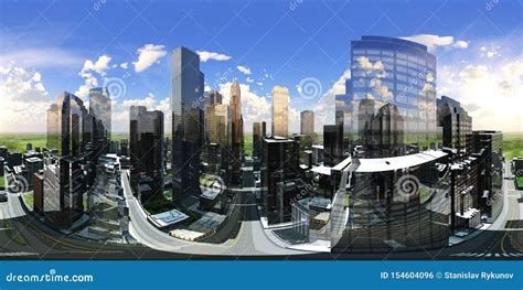 City Scape, Sunset in a Modern City, Environment Map Stock Photo ...