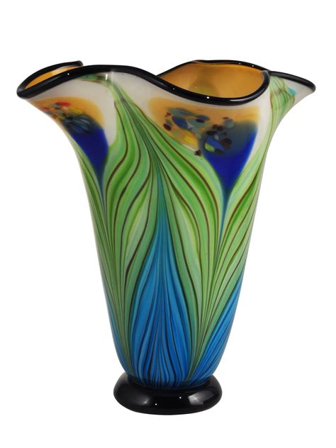 12” Amber Green and Blue Decorative Art Glass Vase - Walmart.com