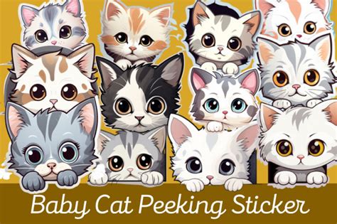 Baby Cat Peeking Sticker Graphic by Craft Studios · Creative Fabrica