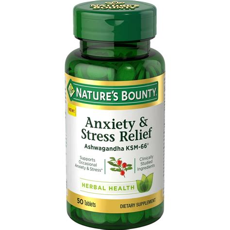 Nature's Bounty® Anxiety & Stress Relief, Ashwagandha KSM-66*, 50 Tablets - Walmart.com ...