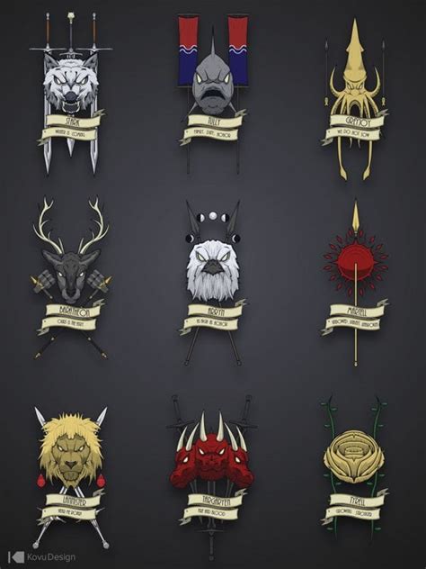 9 custom House Sigils for a Game of Thrones