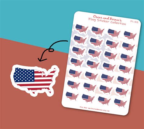 U.S Map-shaped Flag Sticker Sheet American Flag Stickers U.S. Flag ...