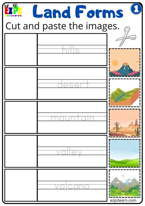 Land and Water Forms Cut and Paste Activity Free PDF download set 1 ...